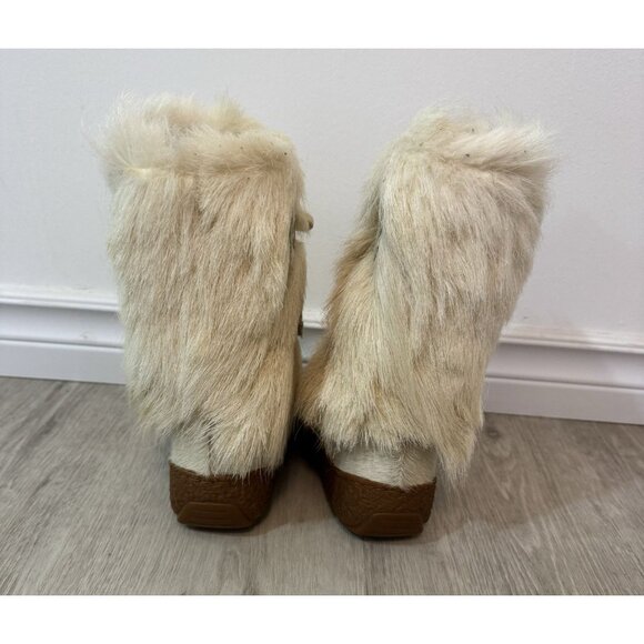 PAJAR Gorgeous Girl's Winter Boots WHITE Fur Trimmed Italian Wool - Picture 5 of 16